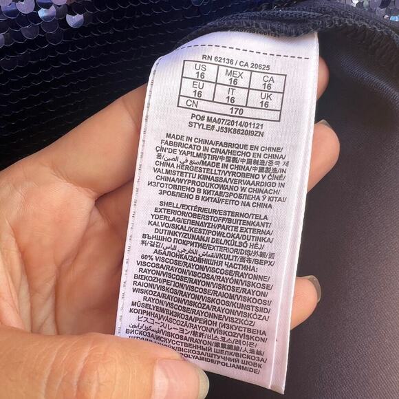 Guess Navy Blue Sequin Front Mini Shift Dress Size S - Picture 10 of 10